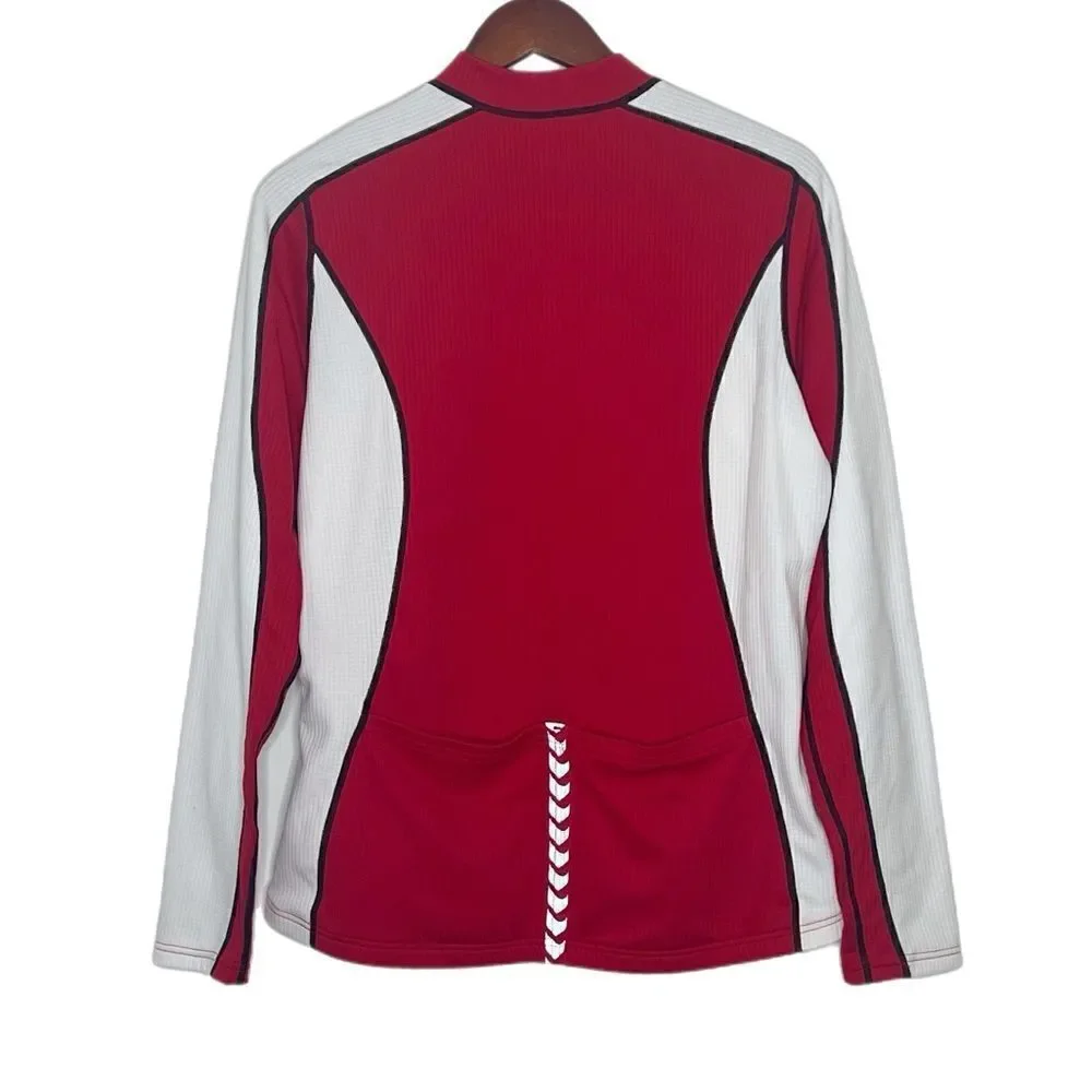 Louis Garneau Women’s Red White Color Block Quarter Zip Pull Over Cycling Jacket